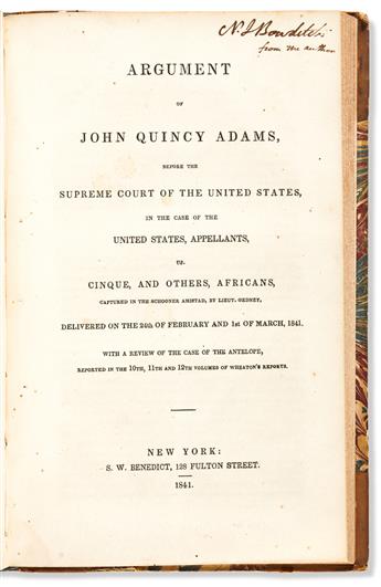 ADAMS, JOHN QUINCY. Jubilee of the Constitution. Signed and Inscribed to Nathaniel Ingersoll Bowditch,